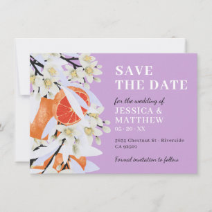 Tangerine Citrus Blooming Branches Wreath Floral Save The Date