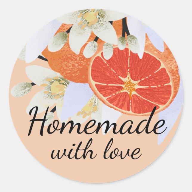 Tangerine Citrus Homemade Business Botanical Classic Round Sticker (Front)