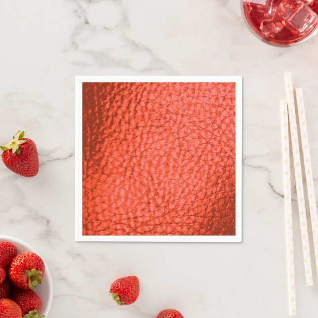 Tangerine Dartk Faux Leather Napkin (Insitu)