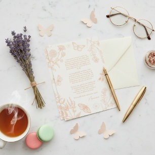 Tangerine Dream Butterfly Garden Quinceañera Thank You Card