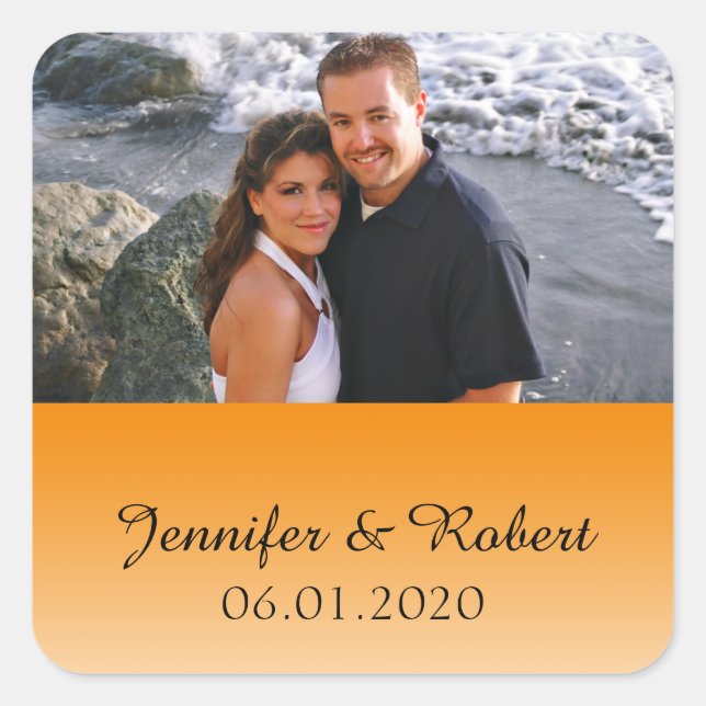 Tangerine Fade Wedding Favour Sticker (Front)