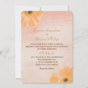 Tangerine Floral Watercolor Wedding Invitation