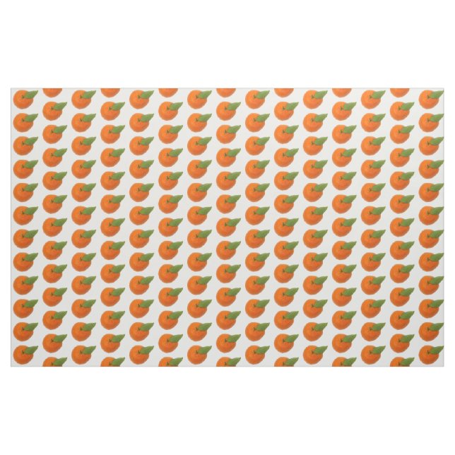 Tangerine fruit with green leaf  fabric (Yard)