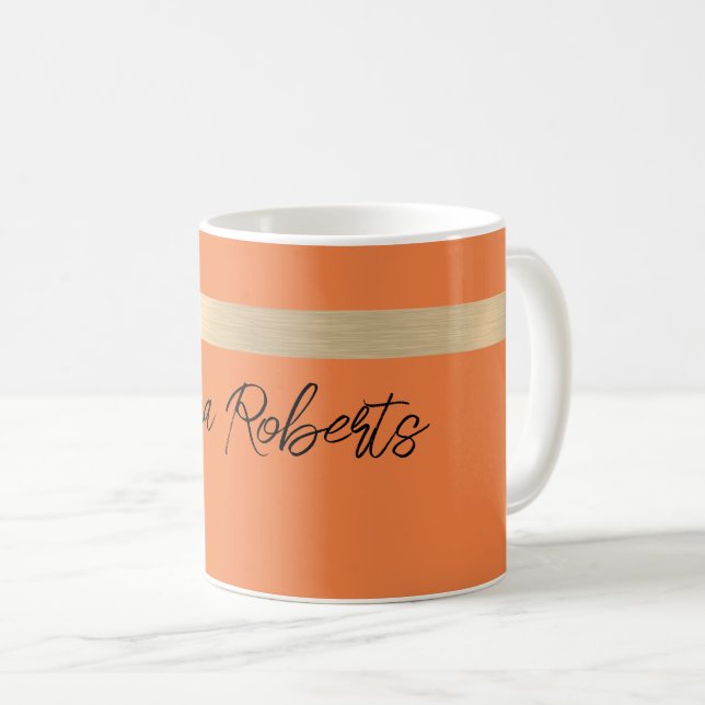 Tangerine Gold Foil Rustic Faux  Coffee Mug (Front Right)