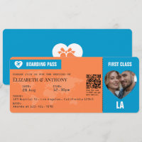 Tangerine & Lagoon Blue Boarding Pass Wedding