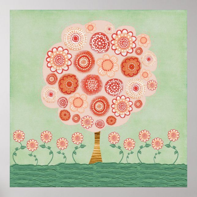 Tangerine Landscape Mixed Media Poster Print Art (Front)