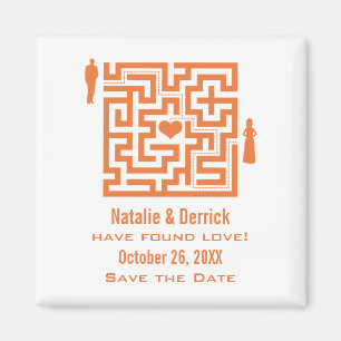 Tangerine Love Maze Save the Date Magnet