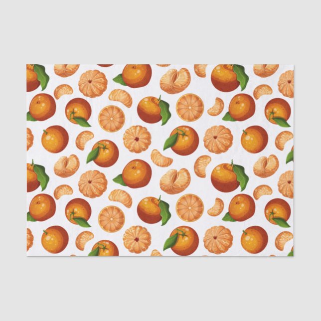 Tangerine Mandarin Orange Citrus Fruit Pattern Tissue Paper (Front)