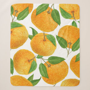 Tangerine Mandarine Illustration: Vibrant Watercol Sherpa Blanket