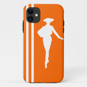 Tangerine Modern Stripes with Fashion Silhouette Case-Mate iPhone Case