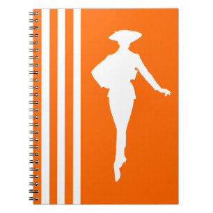 Tangerine Modern Stripes with Fashion Silhouette Notebook