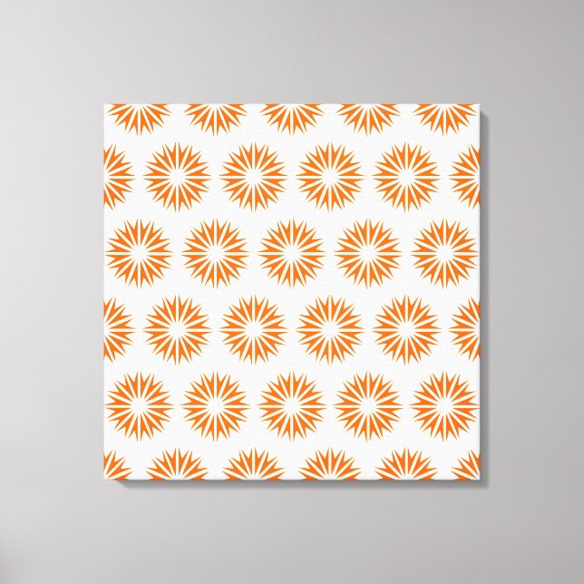 Tangerine Modern Sunbursts Canvas Print (Front)