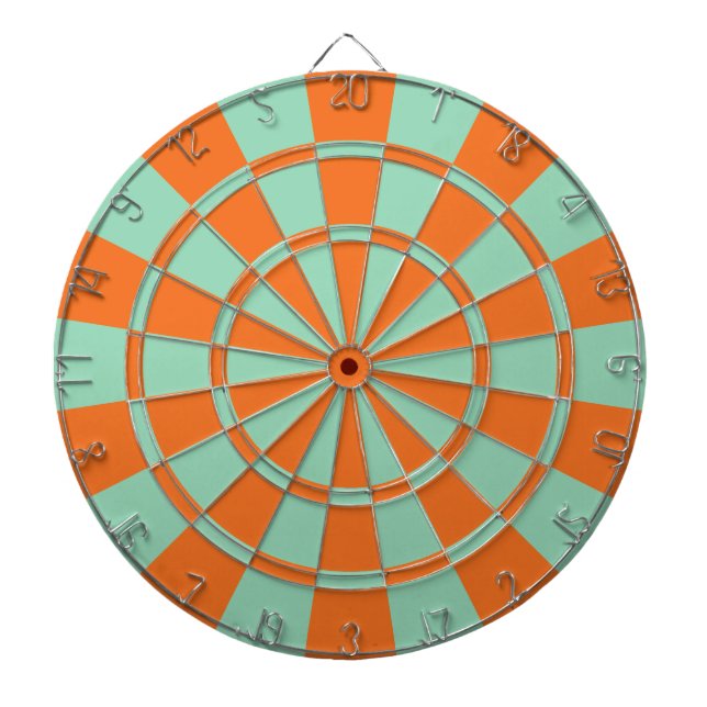 Tangerine Orange And Mint Green Colour Dartboard (Front)