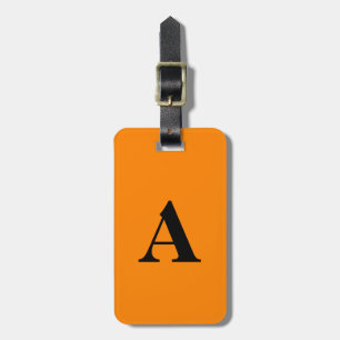 Tangerine Orange Black Monograms Gift Party Favour Luggage Tag