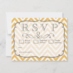 Tangerine Orange Chevron Wedding RSVP Cards