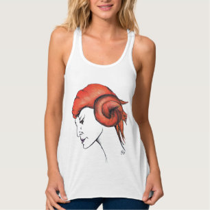 Tangerine Orange Haired Woman Portrait Pop Art Singlet