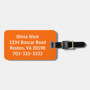 Tangerine Orange Luggage Bag Tag