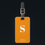 Tangerine Orange Monogram Name Stylish Typewriter Luggage Tag<br><div class="desc">Bold Tangerine Orange Monogram Name Stylish Typewriter Luggage Tag for your travels and vacation,  customise this stylish bag tag it with your own initial monogram and name.</div>