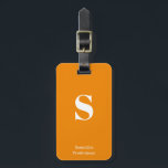 Tangerine Orange Monogram Name Stylish Typewriter Luggage Tag<br><div class="desc">Bold Tangerine Orange Monogram Name Stylish Typewriter Luggage Tag for your travels and vacation,  customise this stylish bag tag it with your own initial monogram and name.</div>