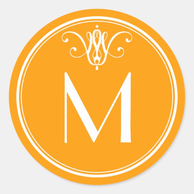 Tangerine Orange Monogram Sticker (Front)