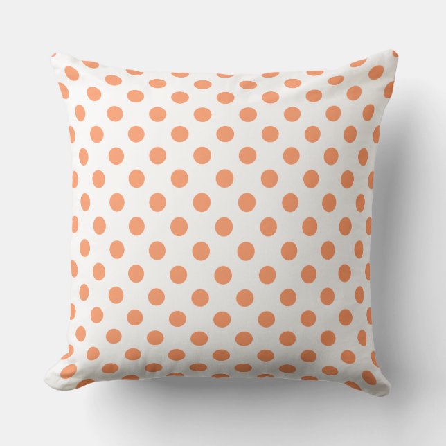 Tangerine Orange Polka Dots Circles Cushion (Front)