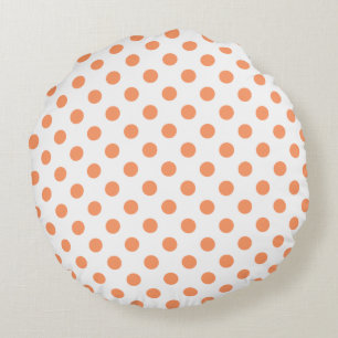Tangerine Orange Polka Dots Circles Round Cushion