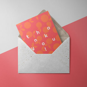 Tangerine pattern - pink and orange Thank you Card