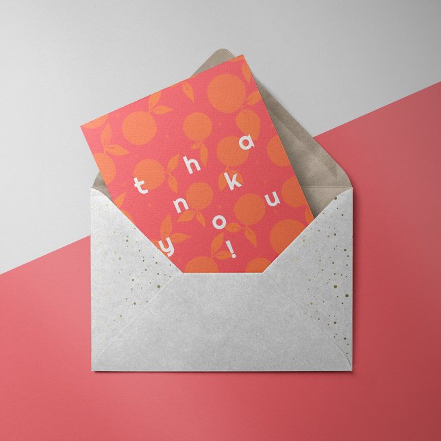Tangerine pattern - pink and orange Thank you Card (Creator Uploaded)
