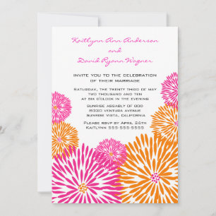Tangerine & Pink  Floral Wedding Invitation