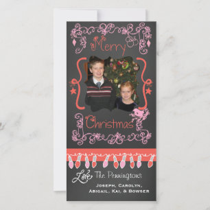 Tangerine/Pink Merry Christmas Photo Card