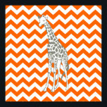 Tangerine Safari Chevron with Pop Art Giraffe Poster<br><div class="desc">Mod Chevron pattern in Emporio Moffa's Safari Moods colour palette,  with pop art giraffe on one side.</div>