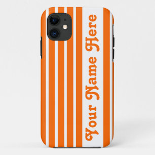 Tangerine Safari Stripe with name Case-Mate iPhone Case