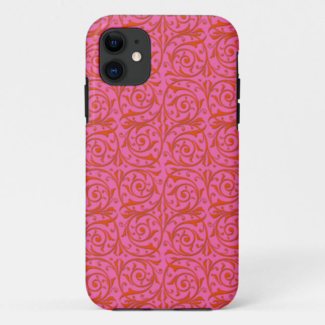 Tangerine Tango Orange and Pink Vines Case-Mate iPhone Case (Back)