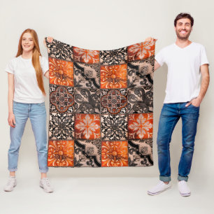 Tangerine Tile Fleece Blanket
