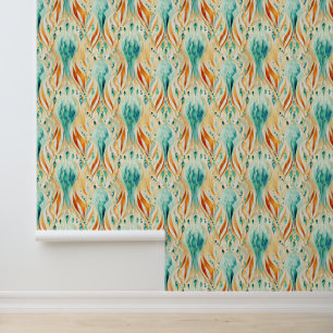 Tangerine Turquoise Abstract Jewel Wallpaper