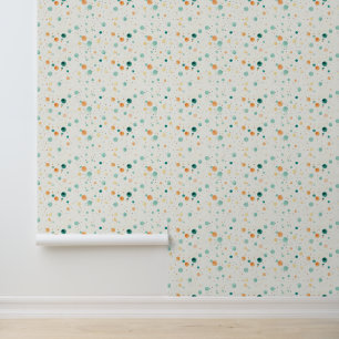 Tangerine Turquoise Teal Abstract Dots  Wallpaper