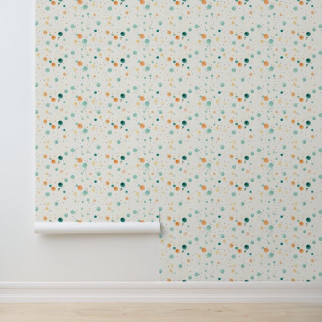 Tangerine Turquoise Teal Abstract Dots  Wallpaper (Application)