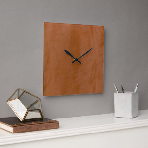 Tangerine Venetian Plaster Square Wallclock