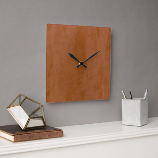 Tangerine Venetian Plaster Square Wallclock