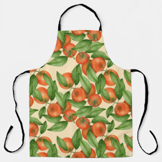 Tangerine watercolor, seamless fruit pattern. apron