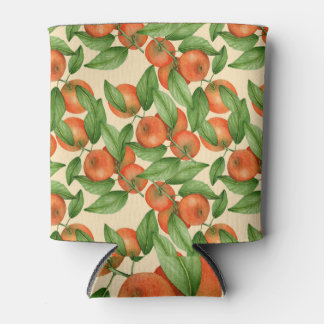 Tangerine watercolor, seamless fruit pattern. can cooler