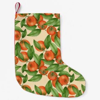 Tangerine watercolor, seamless fruit pattern. small christmas stocking
