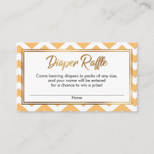 Tangerine & White Bold Chevron Diaper Raffle Cards