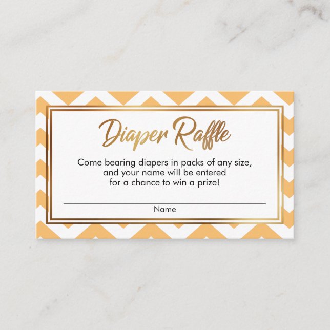 Tangerine & White Bold Chevron Diaper Raffle Cards (Front)