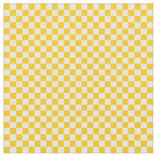 Tangerine Yellow and White Chequerboard Fabric