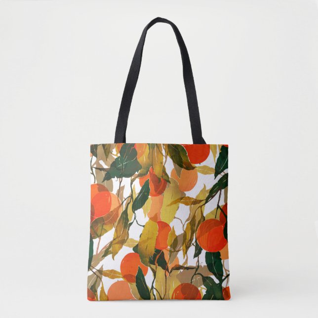 Tangerines tree: juicy seamless pattern. tote bag (Front)