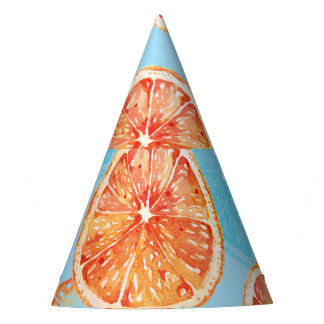 Tangerines Watercolor: Blue Luxurious Fabric Party Hat