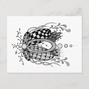 Tangle Art: Florales Design mit geometrischen Form Postcard