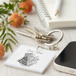 Tangle Art: Florales Design, Ovale -  Key Ring