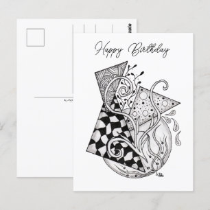 Tangle Art: Florales Design, Ovale -  Postcard